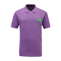 男士休闲短袖纯色T恤翻领商务POLO衫(紫罗兰 XL)