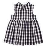 夏季新款儿童连衣裙韩版休闲格子裙女童裙子短袖连衣裙(80 黑)