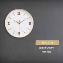 美式挂钟简约艺术家用时尚创意客厅餐厅现代大气静音挂墙立体钟表(14英寸（直径35.5厘米） 玫瑰金边框-贝壳白-罗马数字款)