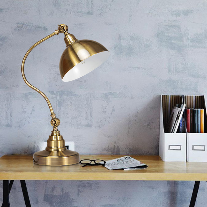 时尚复古青铜色工业风书房桌面装饰台灯酒店办公室卧室床头灯螺口(青