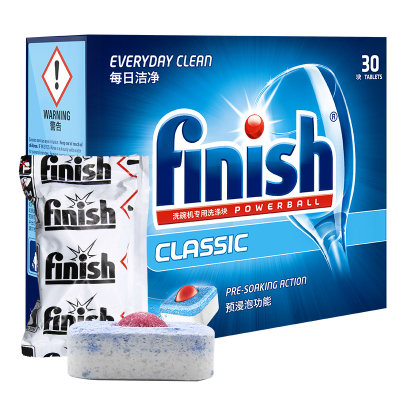 finish光亮碗碟洗碗机专用洗涤剂块洗碗块(适用于西门子等大型机用)30块/盒 finish光亮碗碟洗碗机专用洗涤剂块洗碗块(适用于西门子等大型机用)30块/盒