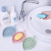 树叶沥水香皂盒 卫生间塑料肥皂架大号香皂托浴室肥皂盒置物盒(随机色)(3个装)