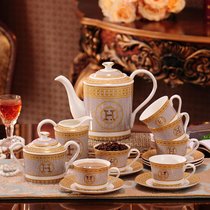 欧式陶瓷咖啡具套装骨瓷茶具茶杯套装 英式下午茶 创意结婚礼品(H 15件)