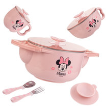 迪士尼儿童餐具粉色米妮5件套樱桃粉 国美超市甄选