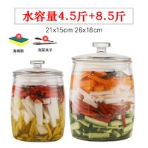 泡菜坛子家用玻璃密封罐食品级无铅加厚腌制储物罐酸菜咸菜玻璃瓶(4.5斤+8.5斤)