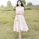 烟花烫SD女装甜美气质外套+背心裙两件套连衣裙 山如笑(粉色 S)