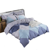 北极绒 全棉印花床上用品四件套被套床单枕套四季套件(格拉图-蓝 被套2*2.3m床单2.3*2.4m)