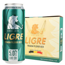 麟阁5.0麟阁（Ligre）大麦黄啤皮尔森酒 口感麦香浓郁 500ml*10听整箱装 比利时原装进口 野餐烧烤家庭聚餐必备