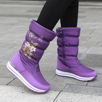 SUNTEK冬季雪地靴女士中筒加绒加厚保暖棉鞋高筒2021新款防水防滑长靴子(39 K380-紫色)