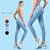 TP双面锦高腰健身裤女夏 侧双线提臀显瘦运动跑步训练瑜伽长裤  TP4715(淡钢蓝 XL)