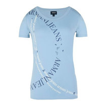 ARMANI JEANS粉蓝色棉女装修身圆领短袖T恤3Y5T56-JPXZ-153438粉蓝色 时尚百搭