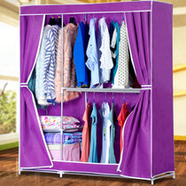 索尔诺简易组合布衣柜 加粗钢管储物柜 加固布衣橱 防尘收纳柜1405(紫色 布衣柜1405)