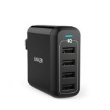 Anker 40W4口USB充电器插头直充iPhone iPad手机平板智能快充(黑色)