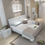 双虎家私 主卧板式双人床1.8米现代简约大床卧室家具套装15BJ1(低箱床 1500mm*2000mm)