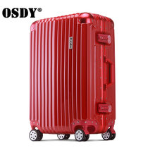 OSDY铝框拉杆箱20寸万向轮登机箱男女旅行李箱24/26/29寸托运箱子(红色 26)