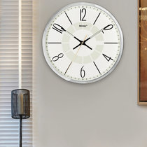 汉时（Hense)欧式创意夜光装饰挂钟客厅时尚简约金属石英时钟HW27(银色外框夜光版-14寸)