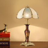 欧菲玛丽 全铜台灯欧式奢华卧室床头书房装饰摆件LED灯具(白光光源 装饰台灯35*62CM)