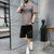卡郎琪 男士短袖t恤夏季2020新款潮流一套搭配休闲运动套装宽松帅气衣服五分裤短裤(KXP-T212S205深灰 XXL)