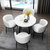 TIMI天米 现代餐桌椅组合 北欧家用餐桌椅 圆桌一桌四椅 仿大理石桌面(白色90餐桌 4把白色PU椅)