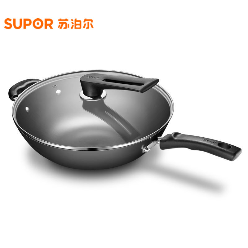 苏泊尔(supor)炒锅铁锅32cm真不锈健康铸铁锅无涂层老式爆炒铁锅家用