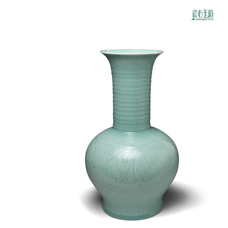 陈设器【沐云翰】宜兴阳羡汉青青瓷清露玉颈瓶 全手工家居摆件返回