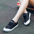 白色帆布鞋女鞋子2017夏季新款透气百搭小白鞋女学生韩版黑色板鞋(黑色 39)