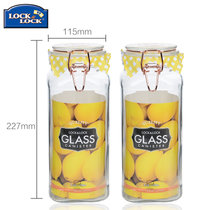 乐扣乐扣透明玻璃储物罐密封罐玻璃瓶子蜂蜜柠檬玻璃储物瓶酵素瓶(两件套2000ML)