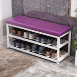 SKYMI北欧家用门口进门换鞋凳鞋架凳子多层换鞋凳可坐换鞋凳(紫色PU 90款)
