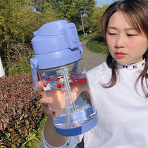 大容量塑料水杯女主播韩式太空杯学生户外野营杯(（好能装）紫色1700ml网红大水杯 默认)