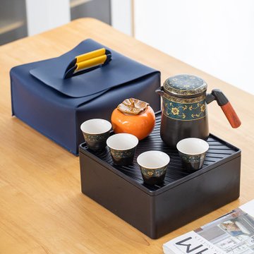 紫砂旅行茶具套装便携式包一壶四杯快客杯车载功夫户外陶瓷泡茶壶古韵