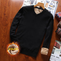 龙中龙 毛衣男士针织衫冬季韩版潮流加绒加厚款秋冬装(黑色 XL)