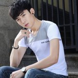 左岸男装 2017新款夏季V领短袖T恤韩版修身青年潮流时尚纯棉半袖上衣衫(白色 M)