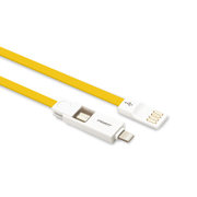 品胜（PISEN）小面二合一数据线 面条充电线 一拖二手机线 适用于安卓苹果5/6(柠檬黄)