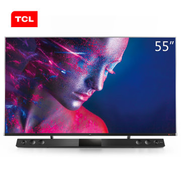 TCL 55C10 55英寸液晶电视机 4k超高清 量子点全面屏 智慧屏 前置独立音响 157%超高色域 线下同款(黑 55英寸)