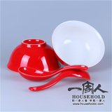 2个碗  +  2把汤勺  中式餐具(中国红)