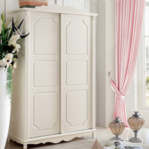 A家 家具 衣柜衣橱两门三门木质韩式田园白色卧室整体大衣柜 白色(趟门衣柜)