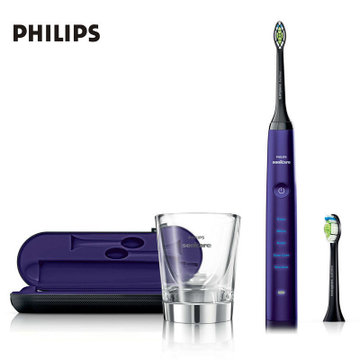 飞利浦成人电动牙刷HX9372钻石系紫色成人生波震动牙刷旅行牙刷(紫色 热销)