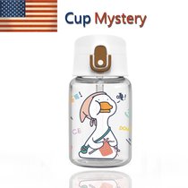 美国 cup mystery 进 口材质创意卡通提绳时尚女士学生吸管玻璃杯(咖啡色鸭鸭)