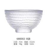 日式锤纹玻璃品茗杯描金水晶透明功夫茶具套装家用主人小茶杯茶碗(透明 B款)