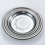 喜米不锈钢圆盘加厚菜盘餐盘平底浅盘创意盘子饭盘餐具19.3厘米(圆盘25.3厘米)