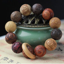 多宝珠雕刻十二生肖手串2.0cmx12粒由多种红木穿制而成(红檀、金丝楠、红檀......黑花梨、印尼紫檀、绿檀）