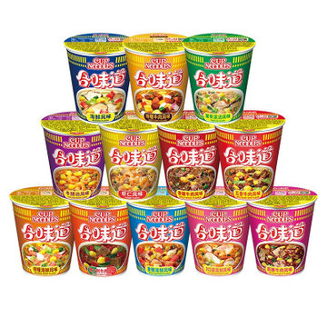 日清nissin方便面混合味道12杯组合装杯面泡面快餐面