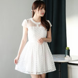 Mistletoe夏装新款 刺绣修身蕾丝连衣裙F6669(白色 S)