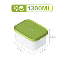 茶花保鲜盒食品级塑料微波炉加热饭盒密封盒水果盒冰箱专用便当盒(芮格保鲜盒1300ml（绿色） 默认版本)