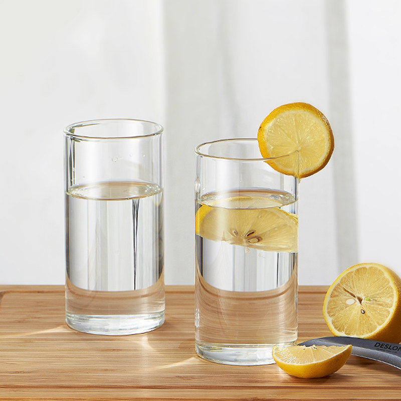 高硼硅玻璃水杯无盖家用耐热高温透明果汁杯简约早餐牛奶杯子(6只装)