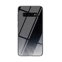 三星S10手机壳新款s10plus星空彩绘玻璃壳S10 5G防摔软边s10lite保护套(星空月牙 S10 6.1英寸)