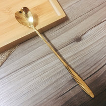 日式创意樱花勺不锈钢长柄小勺金色咖啡勺子可爱甜品奶茶搅拌勺(金色爱心长勺 默认版本)