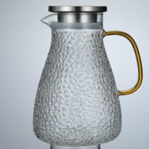 冷水壶耐高温玻璃水壶大容量家用花茶壶耐热防爆开水杯凉茶壶套装(1.5L淑雅壶（不锈钢盖）)