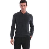 DANUO狄亚诺 新款商务休闲男式修身V领针织羊毛衫(灰色-24 165)