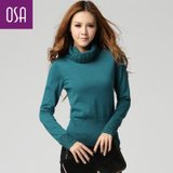 OSA2012冬装新品女装韩版高领套头外套打底衫针织毛衣女E22803 蓝色 XS